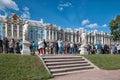 People stay in line. Pushkin. Tsarskoye Selo. Russia